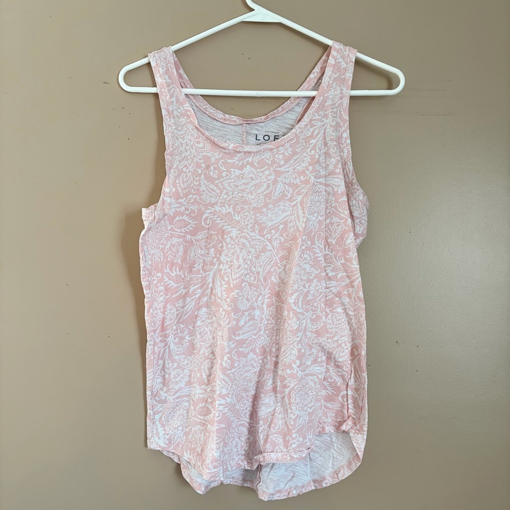 LOFT Floral Pink and White Tank Top